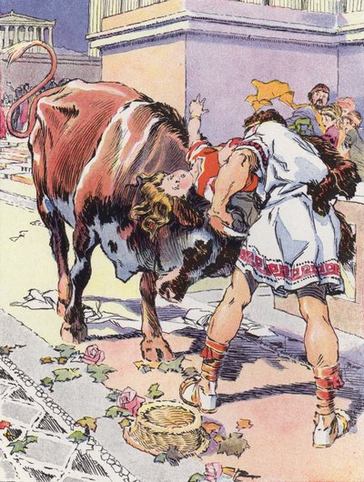 En liten athensk kvinne i århundret av Pericles (farge litho) av Rene Vincent