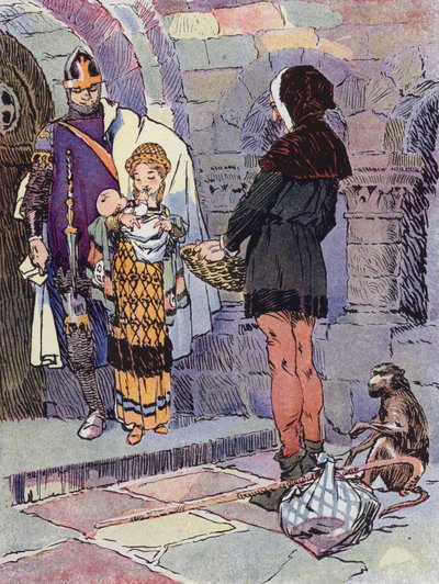 A Little Girl of Feudal Times (farge litho) av Rene Vincent