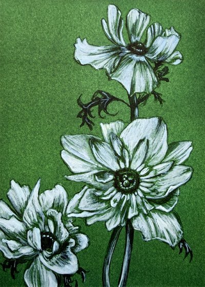 Skumle grønne blomster av Renee Machan Cottagecore Artist
