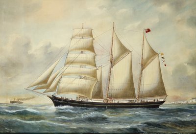 The Brigantine Minnie Sommers Off Folkestone (blyant og akvarell) av Reuben Chappell
