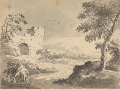 Landskap med vei som fører til Abbey av Rev. William Gilpin