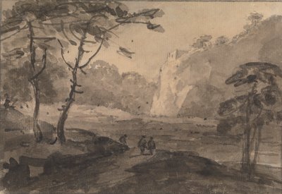 Landskap med tre figurer på en vei av Rev. William Gilpin