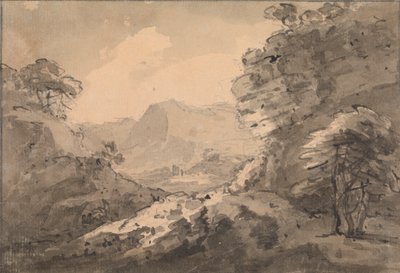 Fjelllandskap med Rocky Crag til høyre av Rev. William Gilpin