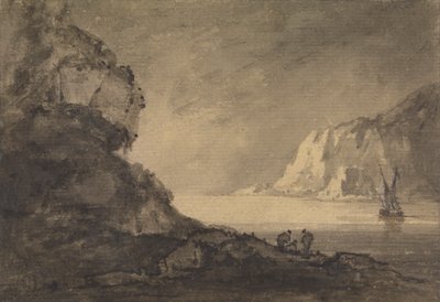 Fraktscene med tre figurer på land av Rev. William Gilpin