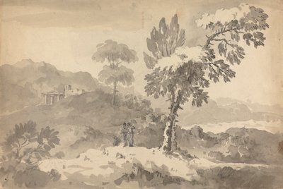 Tre figurer i et landskap av Rev. William Gilpin