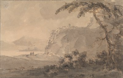 To skikkelser på en vei ved en innsjø av Rev. William Gilpin