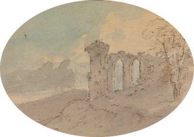 Utsikt over slottsruinen av Rev. William Gilpin