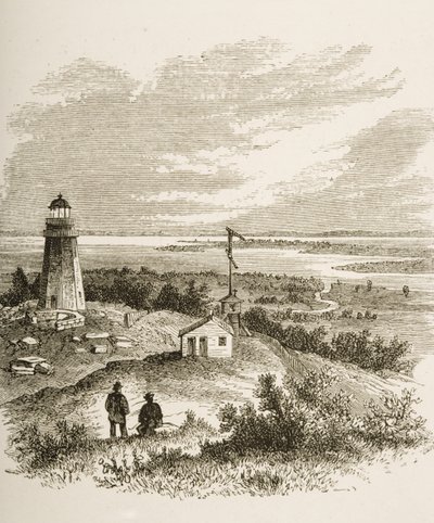 Sandy Hook New Jersey, sett fra fyret på 1870-tallet, ca. 1880 av Reverend Samuel Manning
