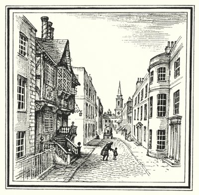 HC Andersen: Det gamle huset (litho) av Rex (after) Whistler