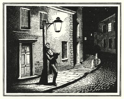 HC Andersen: Den gamle gatelykten (litho) av Rex (after) Whistler