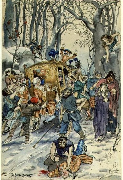 Scene fra "The Snow Queen" av Rex Whistler