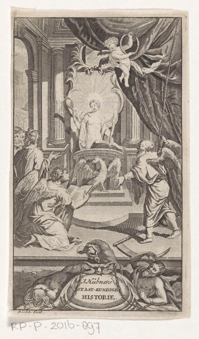Fader Tid avslører historie J. Huebners politiske historie (tittel på objekt) Tittelside for: Johann Hübner, Kortfattede spørsmål fra politisk historie, 1719 av Reynier Blokhuysen
