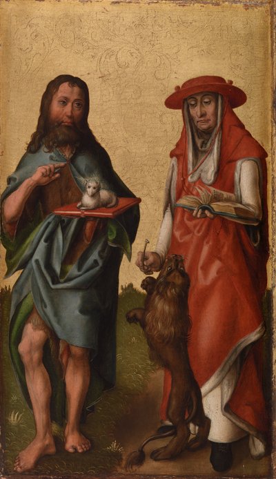 De hellige døperen Johannes og Hieronymus av Rhenish Master