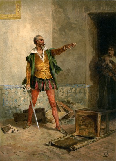 Don Quixote i biblioteket sitt med niesen sin av Ricardo Balaca