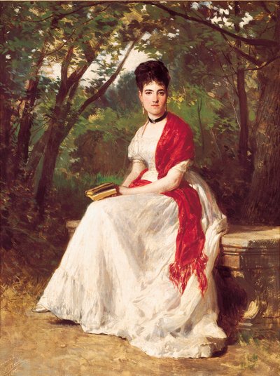 Portrett av Teresa Vergara, kona til maleren. Maleri av Ricardo Balaca og Ears-canseco (1844-1880). 1875. Madrid. Lazarus Galdiano-stiftelsen. av Ricardo Balaca y Canseco