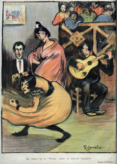 Hønens dans i en spansk kabaret - tegning av R. Canals i Le Rire de 1898 - av Ricardo Canals y Llambi