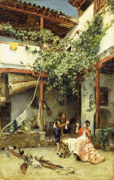 På gårdsplassen, 1876 av Ricardo de Madrazo y Garreta