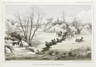 Krysser Hellgate River, Montana, USA, 6. januar 1854 av John Pardon