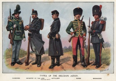 Soldater fra den belgiske hæren (farge litho) av Richard (after) Simkin
