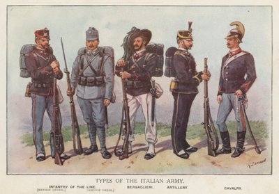 Soldater fra den italienske hæren (farge litho) av Richard (after) Simkin