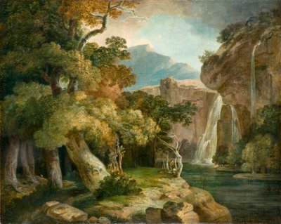River at Penegoes (olje på lerret) av Richard (style of) Wilson