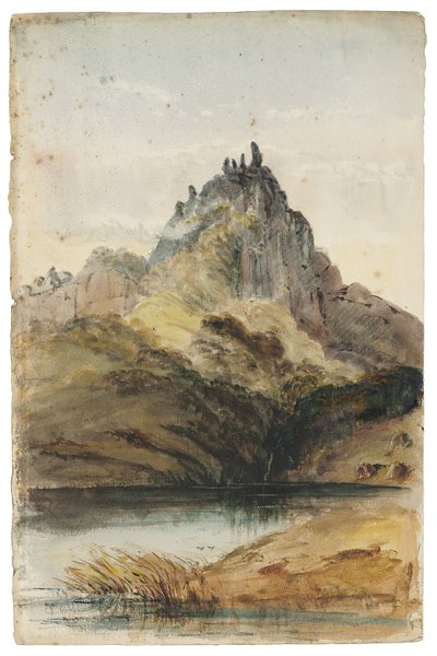 Side fra «Skisser i New Zealand» (akvarell på papir) av Richard Aldworth Oliver