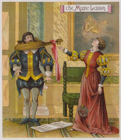 Illustrasjon for The Taming Of The Shrew (chromolitho) av Richard Andre