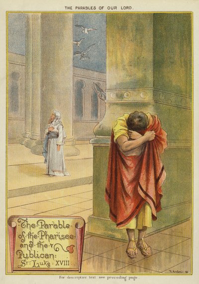 Kristi lignelser: lignelsen om fariseeren og skatteoppkreveren (chromolitho) av Richard Andre