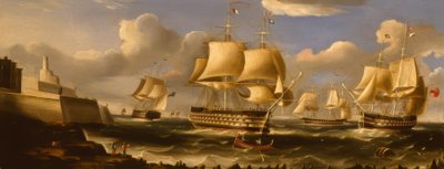 H.M.S.Queen in Valetta / maleri av R.B.Spencer, 1848 av Richard B. Spencer