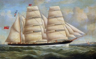 Seilskipet «Minero», med fullt seil, bygget i 1866 i Glasgow (Skottland). Olje på lerret av Richard B. Spencer (). av Richard B. Spencer