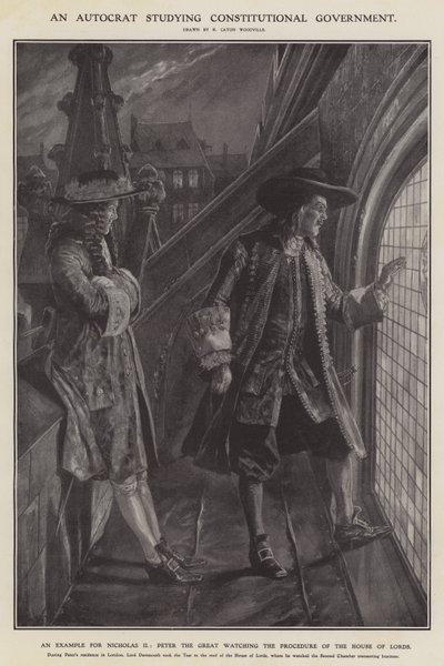 En autokrat som studerer konstitusjonell regjering (litho) av Richard Caton II (after) Woodville