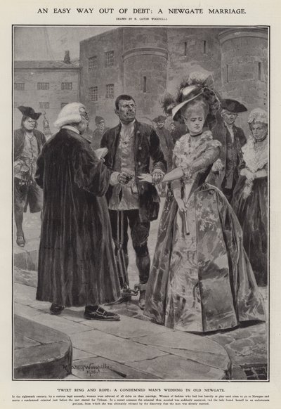 En enkel vei ut av gjeld: et Newgate-ekteskap (litho) av Richard Caton II (after) Woodville