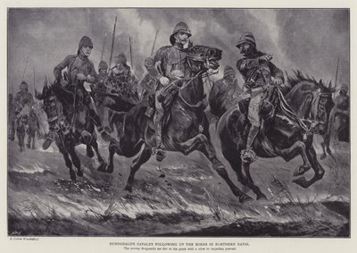 Dundonalds kavaleri følger opp boerne i Nord-Natal (litho) av Richard Caton II (after) Woodville