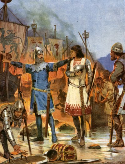 Fitzstephen brenner båtene sine av Richard Caton II (after) Woodville