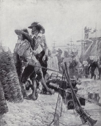 Grunnleggelsen av Fort St George, Madras, av Francis Day fra East India Company av Richard Caton II (after) Woodville