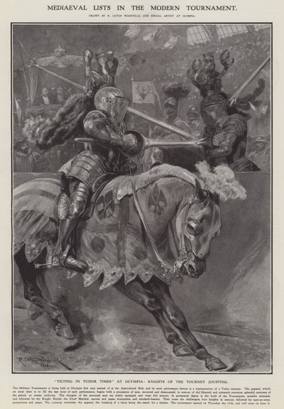 Middelalderlister i den moderne turneringen (litho) av Richard Caton II (after) Woodville