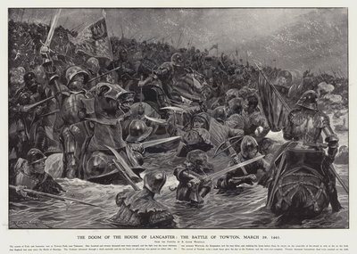 The doom of the House of Lancaster: the Battle of Towton, 29. mars 1461 (litho) av Richard Caton II (after) Woodville