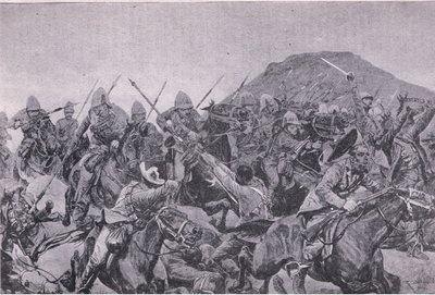 Slaget ved Elandslaagte: kavaleriet (litho) av Richard Caton II Woodville