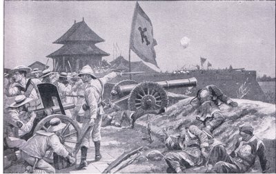 Tientsin: slåss på vollene (litho) av Richard Caton II Woodville