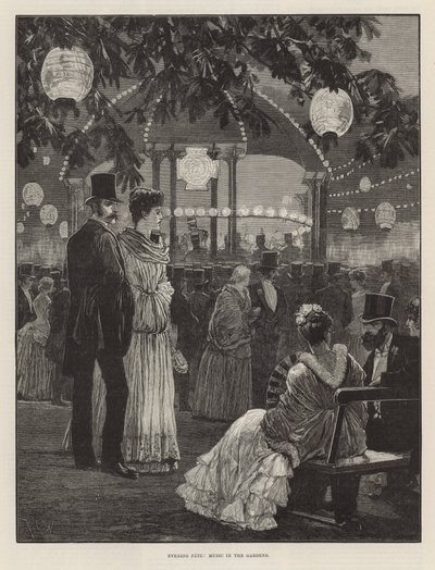 Kveldsfest til fordel for London Hospitals - Music in the gardens av Richard Caton Woodville