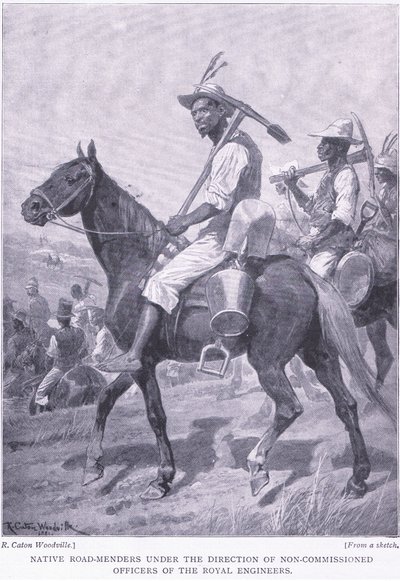 Native road menders, fra After Pretoria: The Guerilla War utgitt av Harmsworth Bros Limited, 1901 av Richard Caton Woodville