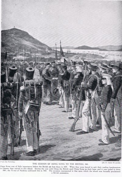Overdragelsen av Hong Kong til britene, 1841, illustrasjon fra 