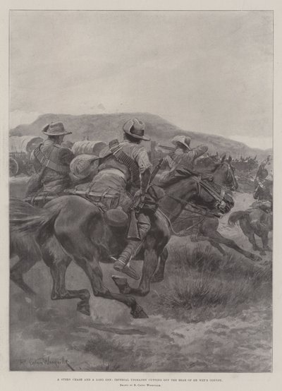 En streng jakt og en lang en, Imperial Yeomanry kuttet av baksiden av De Wets konvoi av Richard Caton Woodville junior