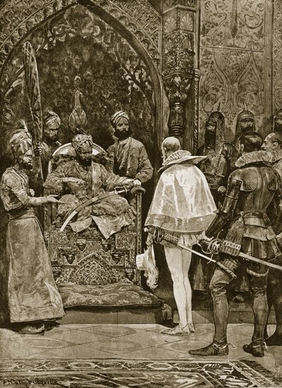 En tidlig engelsk ambassade til India, 1599, illustrasjon fra 