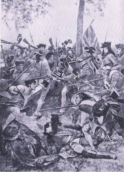 Slaget ved Ramilles, 23. mai 1706: Angrepet til det irske regimentet, illustrasjon fra British Battles on Land and Sea, 1915 av Richard Caton Woodville junior