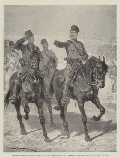 Brigadegeneral Sir Herbert Kitchener, Sirdar fra den egyptiske hæren, sjef for troppene som rykker frem mot Dongola av Richard Caton Woodville junior
