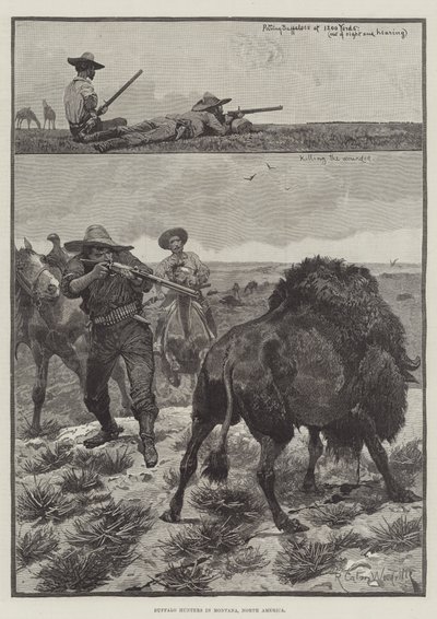 Buffalo Hunters i Montana, Nord-Amerika av Richard Caton Woodville junior
