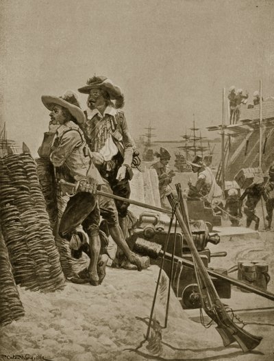Bygge det første fortet i Madras, 1640, illustrasjon fra 