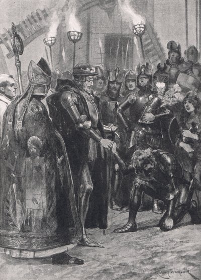 Edward III hilser prinsen av Wales etter slaget ved Crecy, illustrasjon fra 