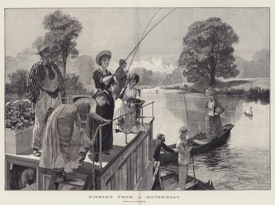 Fiske fra en husbåt av Richard Caton Woodville junior